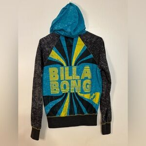 Y2K Billabong Zip Up Hoodie Graphic Logo Sweatshirt Mens Medium Surfer Vintage